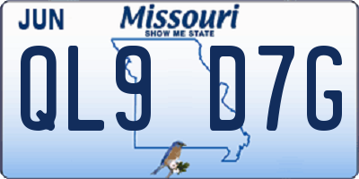 MO license plate QL9D7G