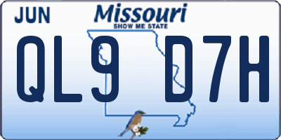 MO license plate QL9D7H