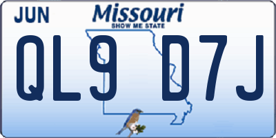 MO license plate QL9D7J