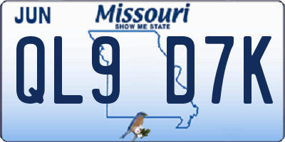 MO license plate QL9D7K