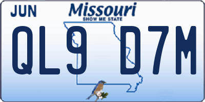 MO license plate QL9D7M