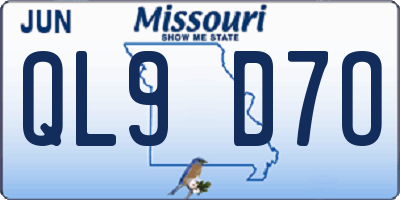 MO license plate QL9D7O