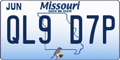 MO license plate QL9D7P