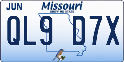 MO license plate QL9D7X