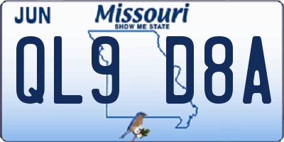 MO license plate QL9D8A