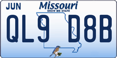 MO license plate QL9D8B