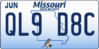 MO license plate QL9D8C