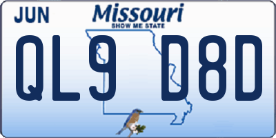 MO license plate QL9D8D
