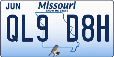 MO license plate QL9D8H