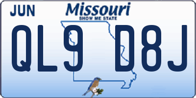 MO license plate QL9D8J