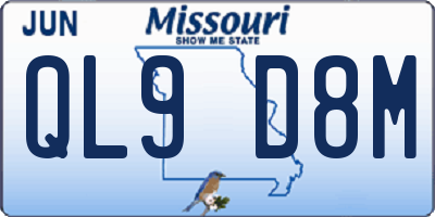 MO license plate QL9D8M