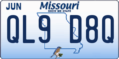 MO license plate QL9D8Q