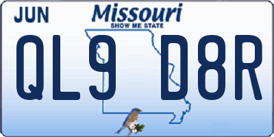 MO license plate QL9D8R