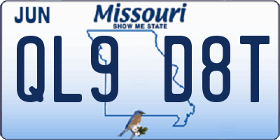 MO license plate QL9D8T