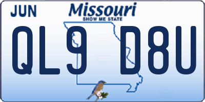 MO license plate QL9D8U