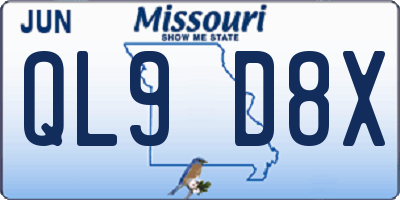 MO license plate QL9D8X