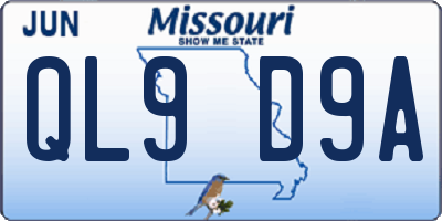 MO license plate QL9D9A