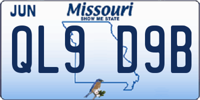 MO license plate QL9D9B