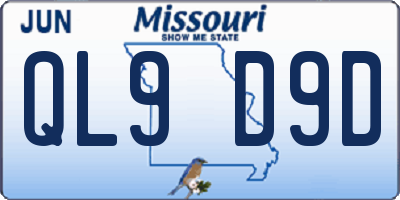 MO license plate QL9D9D