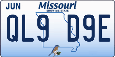 MO license plate QL9D9E