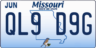 MO license plate QL9D9G