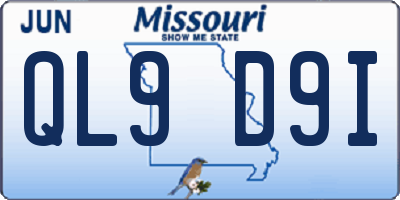 MO license plate QL9D9I