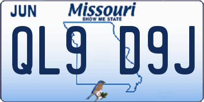 MO license plate QL9D9J