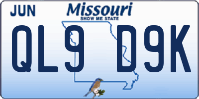 MO license plate QL9D9K