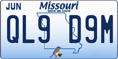 MO license plate QL9D9M