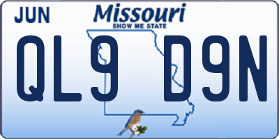 MO license plate QL9D9N