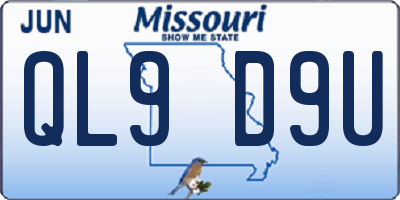 MO license plate QL9D9U