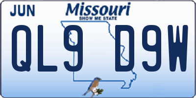 MO license plate QL9D9W