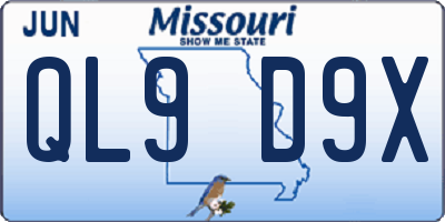 MO license plate QL9D9X