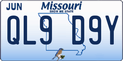 MO license plate QL9D9Y