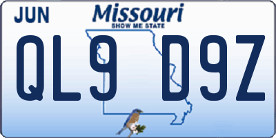 MO license plate QL9D9Z