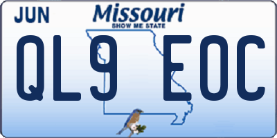MO license plate QL9E0C