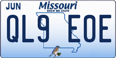 MO license plate QL9E0E
