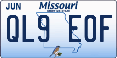 MO license plate QL9E0F