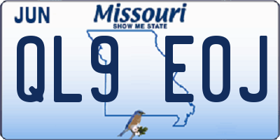 MO license plate QL9E0J