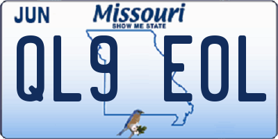 MO license plate QL9E0L