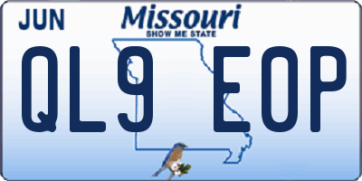 MO license plate QL9E0P