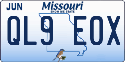 MO license plate QL9E0X