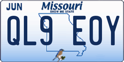 MO license plate QL9E0Y