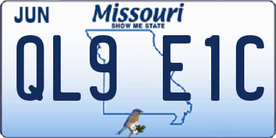 MO license plate QL9E1C