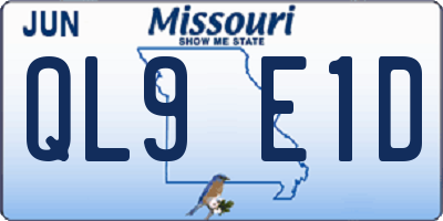 MO license plate QL9E1D