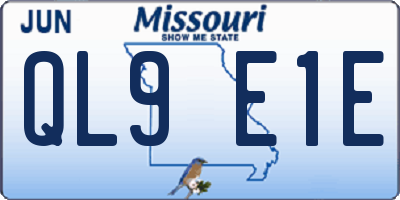 MO license plate QL9E1E