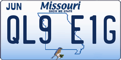 MO license plate QL9E1G