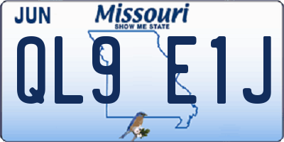 MO license plate QL9E1J