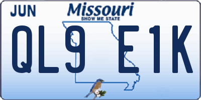 MO license plate QL9E1K