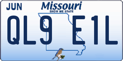 MO license plate QL9E1L